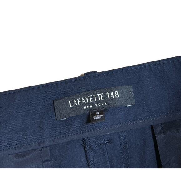 Lafayette 148 Technical Stretch Bermuda Shorts Sz 6 $398 Manhattan Navy Blue - Picture 6 of 9